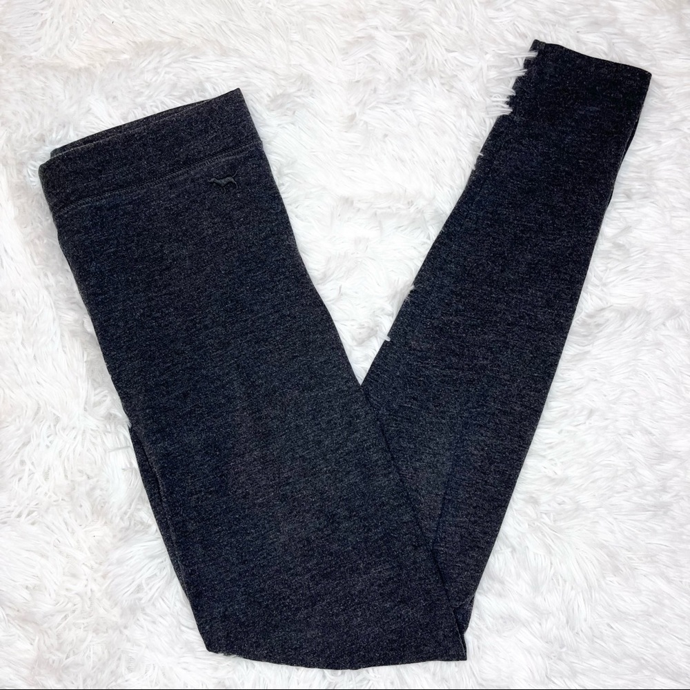 PINK VICTORIA’S SECRET Solid Charcoal Gray Leggings XS Athleisure